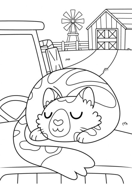 Colouring Page: Kitty Sleeping on a Car