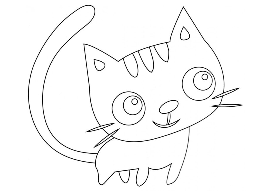 Colouring Page: Long-Tailed Kitten