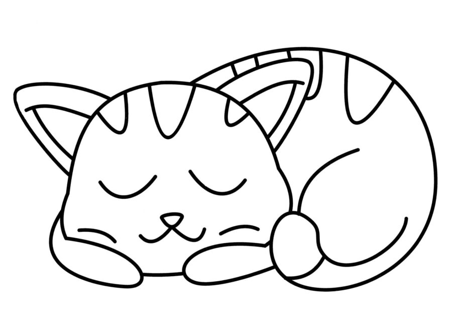 Colouring Page: Sleeping Kitten