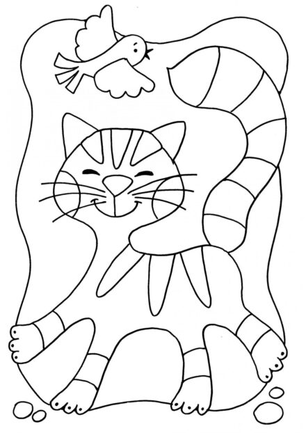 Colouring Page: Kitty and Bird