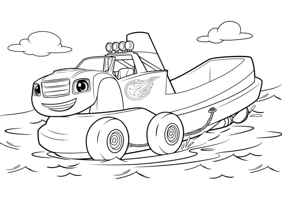 Blaze the Boat Colouring Page