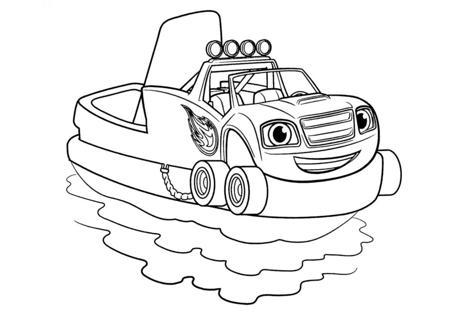 Blaze in the Lake Colouring Page