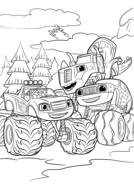 Blaze and Other Machines Colouring Page