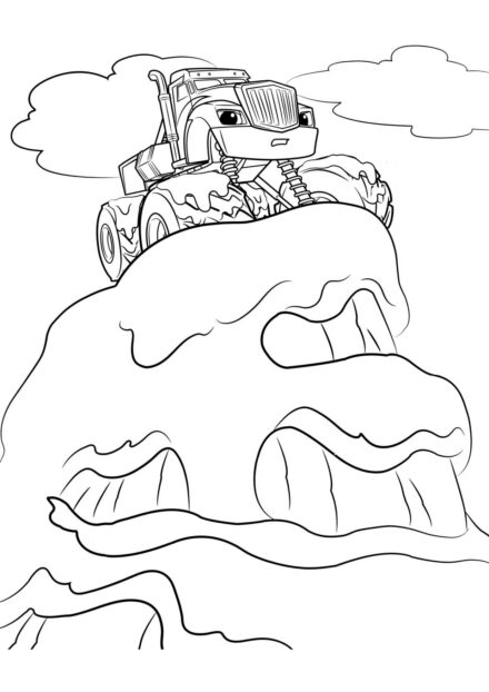 Crusher on the Mountain Top Colouring Page