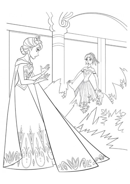 Colouring Page Elsa Annoyed with Anna