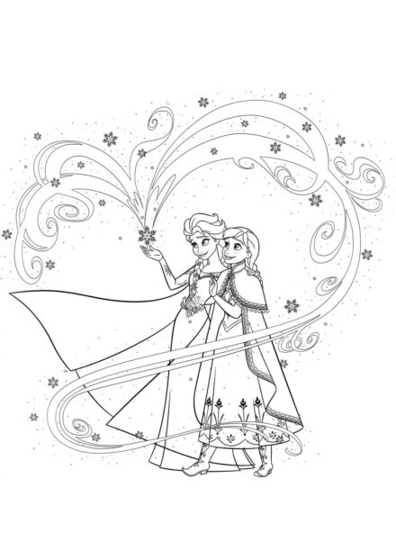 Colouring Page Elsa Showing Magic