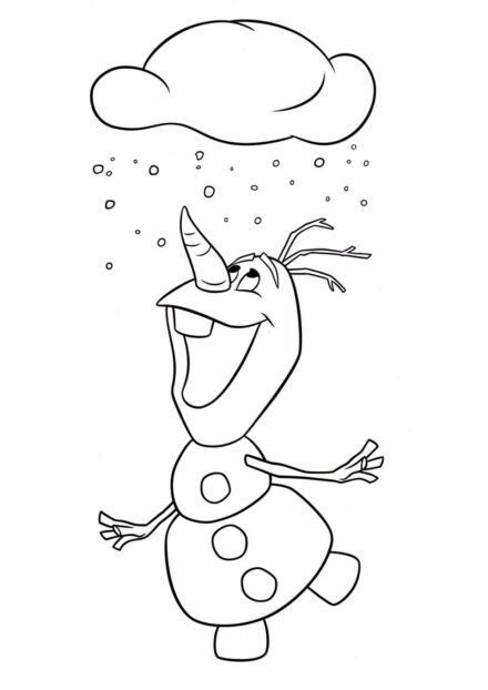 Colouring Page Olaf Enjoying the Snow