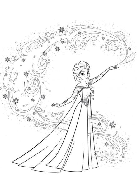 Colouring Page Elsa and Her Magic