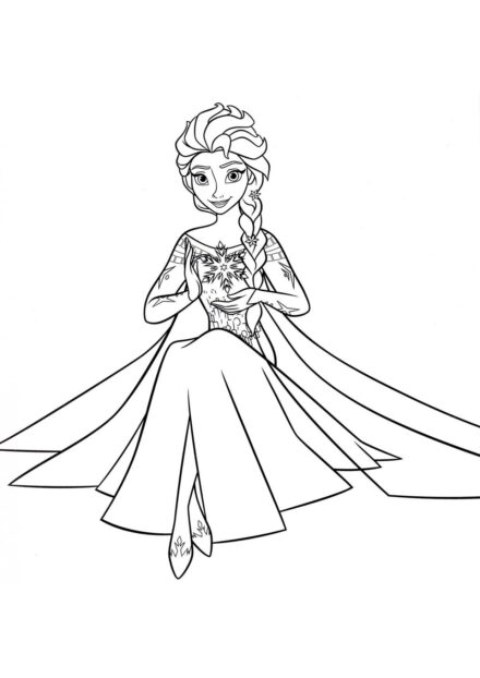 Colouring Page Elsa Made a Snowflake