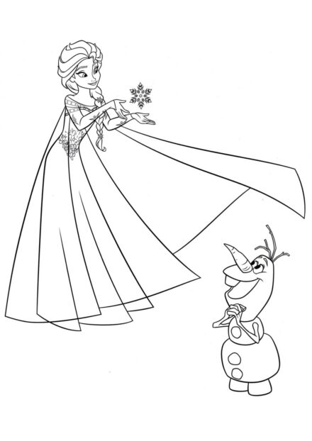 Colouring Page Olaf Admires Elsa