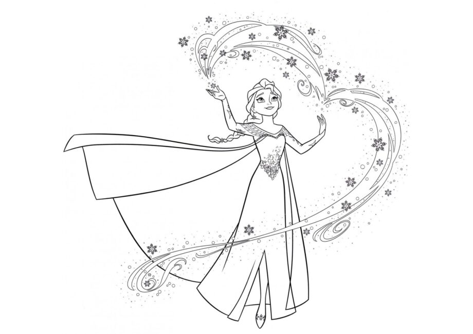 Colouring Page Elsa and Magic