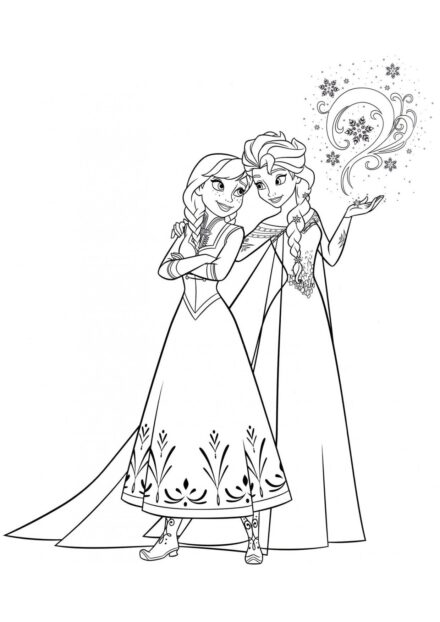 Colouring Page Anna and Elsa