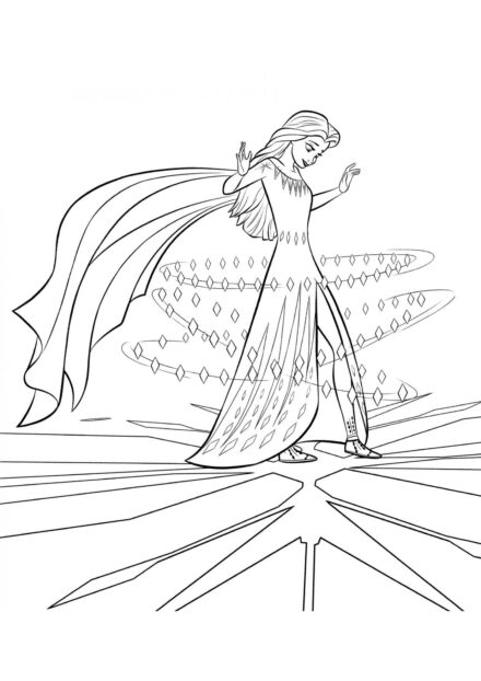 Colouring Page Elsa on Enchanted Ground