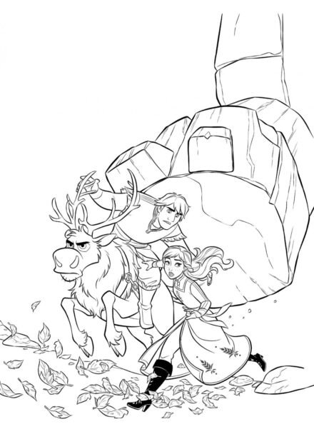 Colouring Page Kristoff Rescues Anna