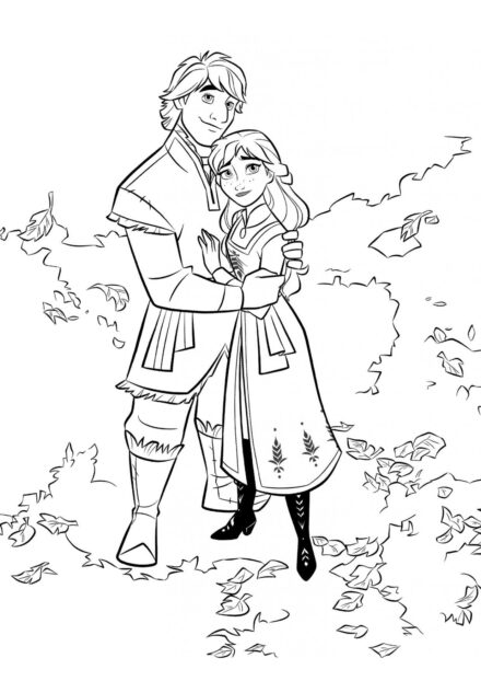 Colouring Page Kristoff Hugs Anna