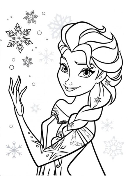 Colouring Page Elsa and Her Magic