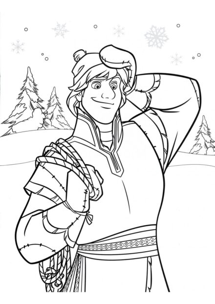 Colouring Page Kristoff in Thought