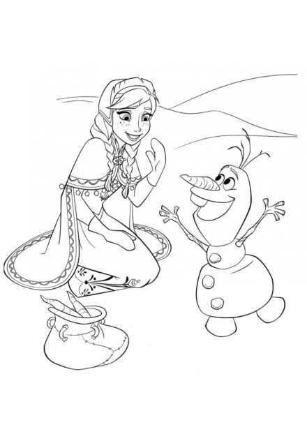 Colouring Page Anna and Olaf