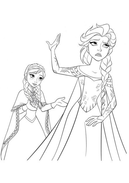 Colouring Page Anna Pleads with Elsa