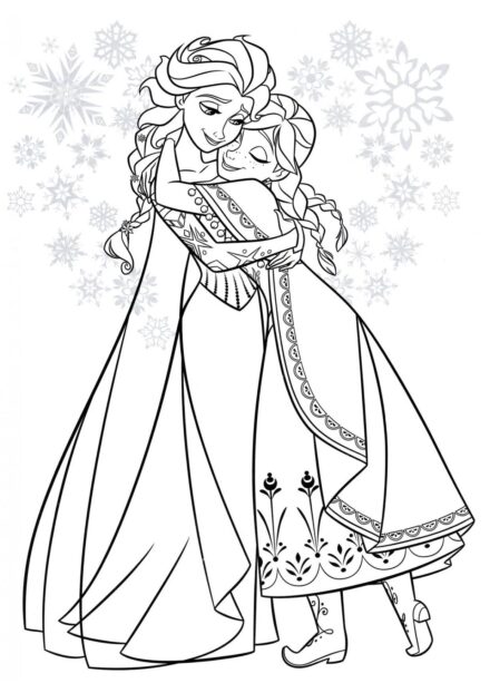 Colouring Page Anna Hugs Elsa