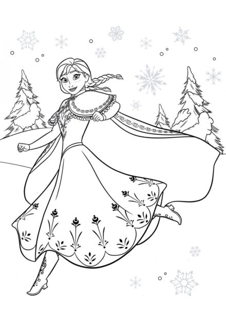 Colouring Page Anna in the Winter Forest