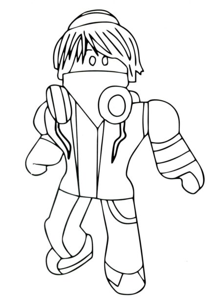 Colouring Page: Roblox Skin with Headphones