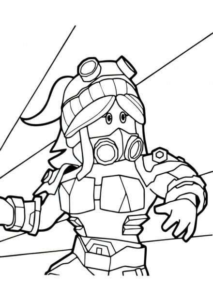 Colouring Page: Roblox Girl with Respirator