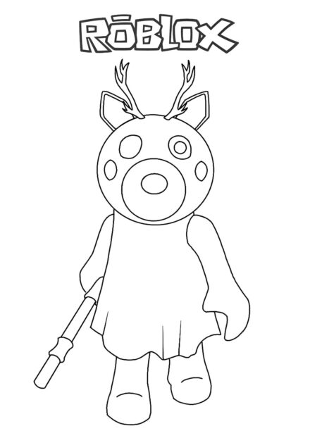 Colouring Page: Spooky Piggy from Roblox