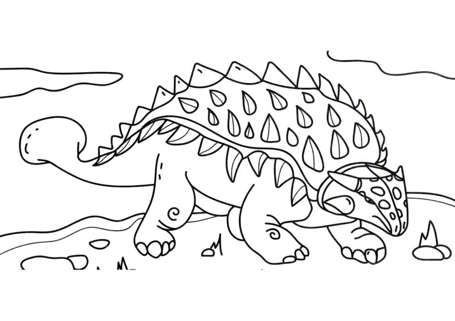 Colouring Page of Ankylosaurus