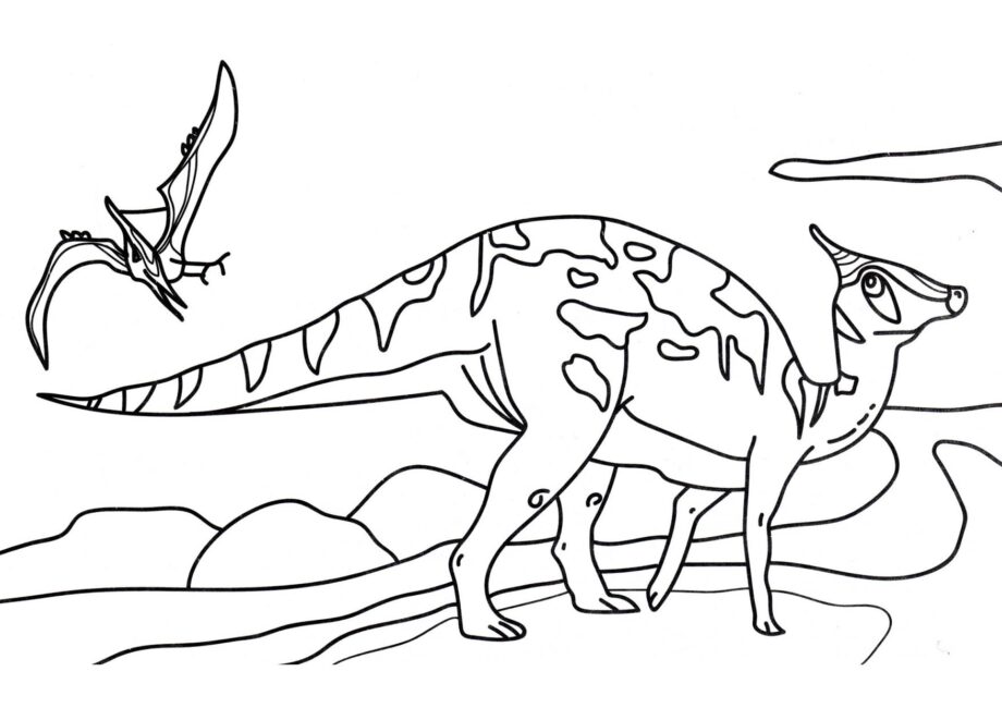 Colouring Page of Saurolophus