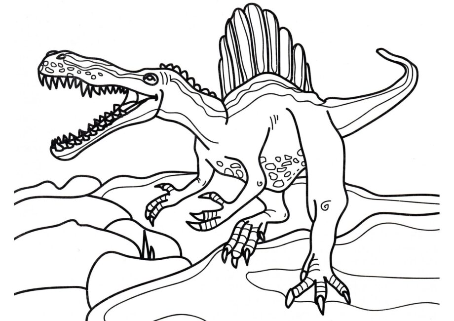 Colouring Page of Fierce Spinosaurus