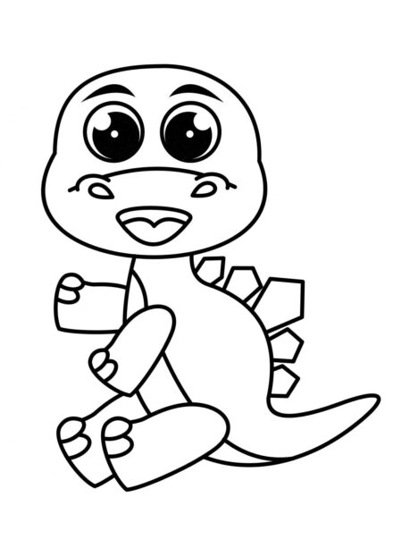 Colouring Page of Waving Stegosaurus