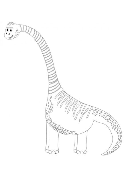 Colouring Page of Brachiosaurus with a Long Neck