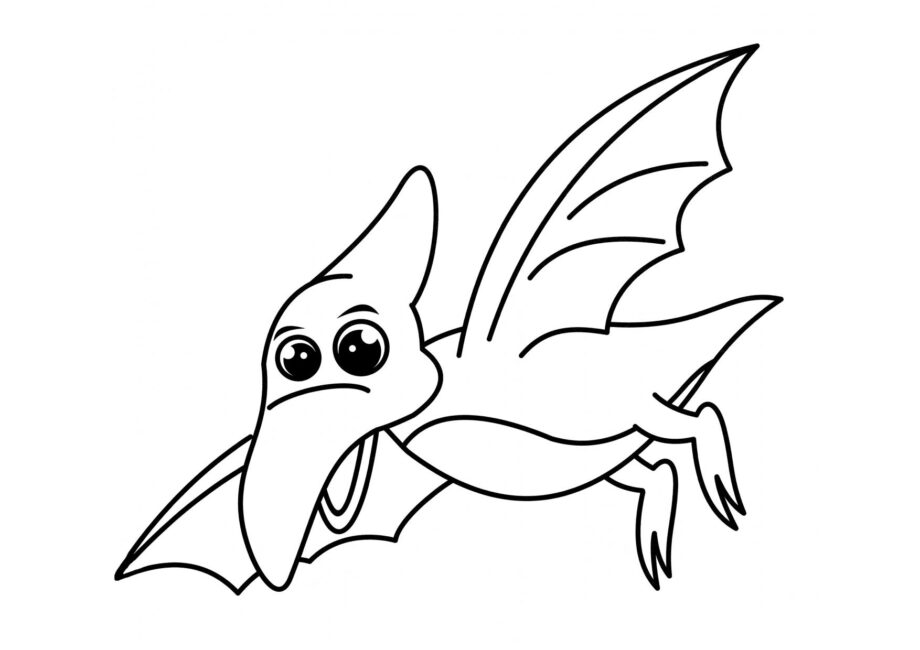 Colouring Page of Smiling Pterosaur