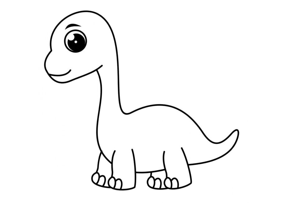 Colouring Page of Touching Diplodocus