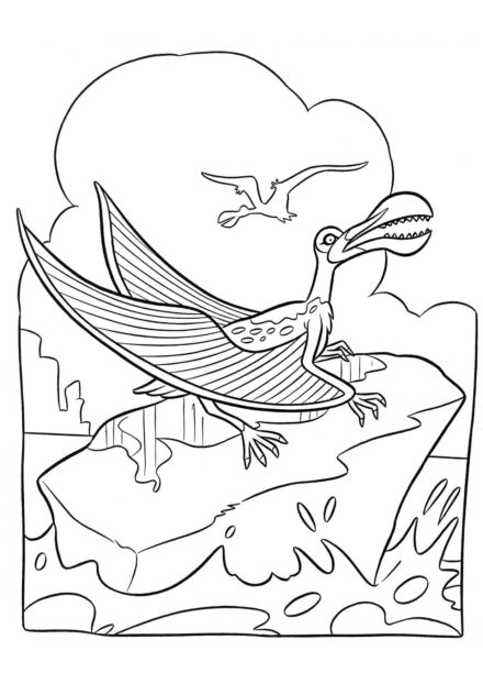 Colouring Page of Ornithocheirus on an Iceberg