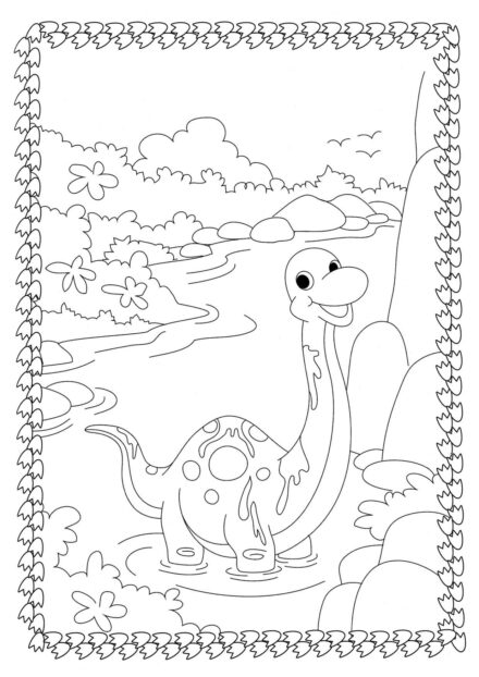 Colouring Page of Little Diplodocus