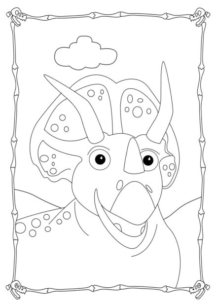 Colouring Page of Funny Triceratops