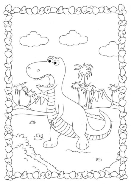 Colouring Page of Fearsome Allosaurus