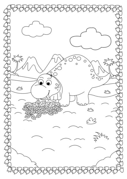 Colouring Page of Funny Diplodocus