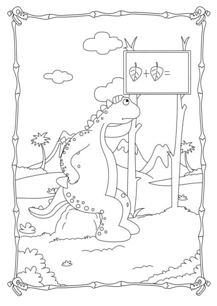 Colouring Page of Dinosaur with Spikes on Back