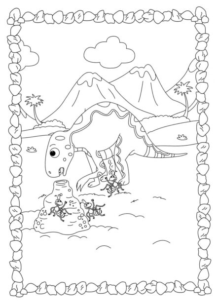 Colouring Page of Surprised Iguanodon