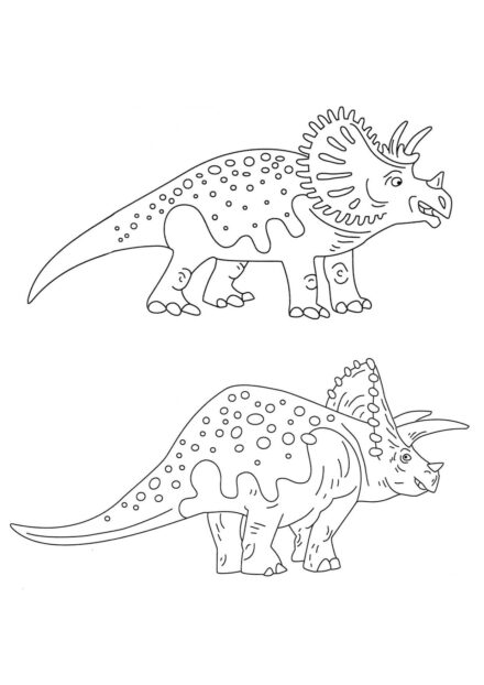 Colouring Page of Two Triceratops